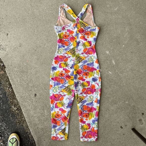 RARE 1980s Bony Shrikov Bodywear Floral Print Jumpsuit, Size L, Excellent Condit - Picture 3 of 10